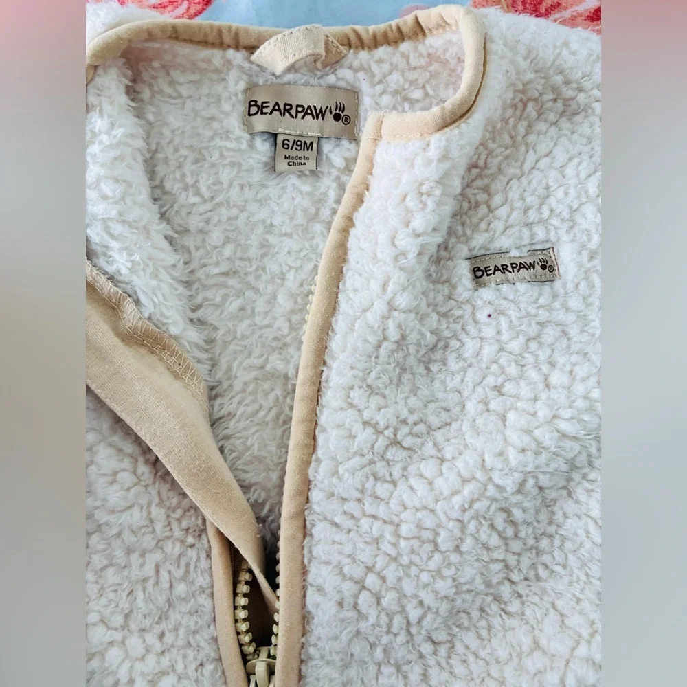 BearPaw Cream Sherpa onesie 6-9 months unisex